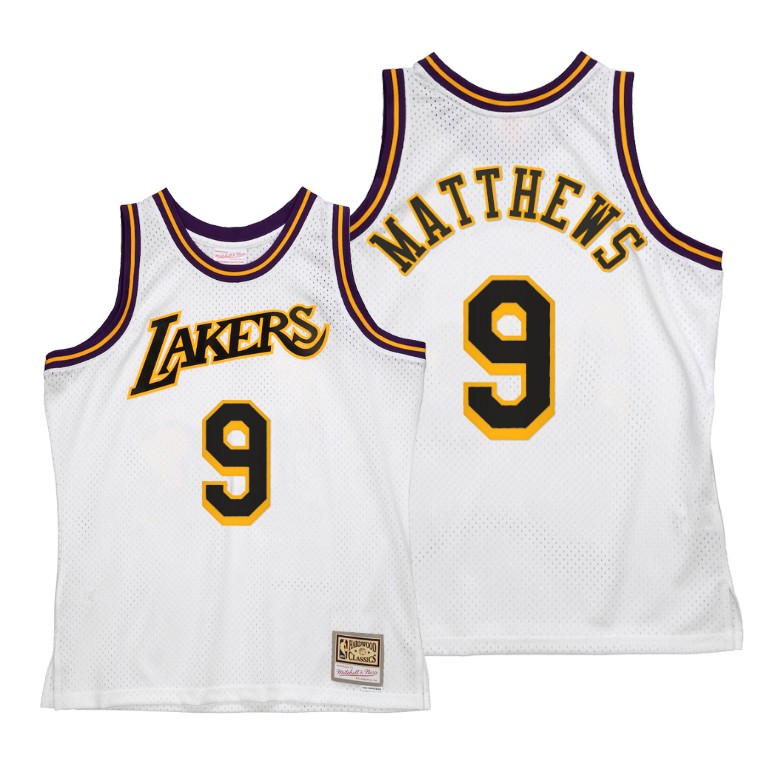 Men's Los Angeles Lakers Wesley Matthews #9 NBA Hardwood Classics Reload 2.0 White Basketball Jersey ZES5783HG